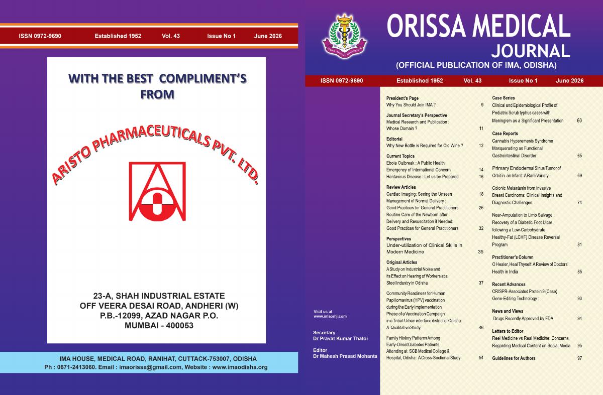 The Orissa Medical Journal current issue cover